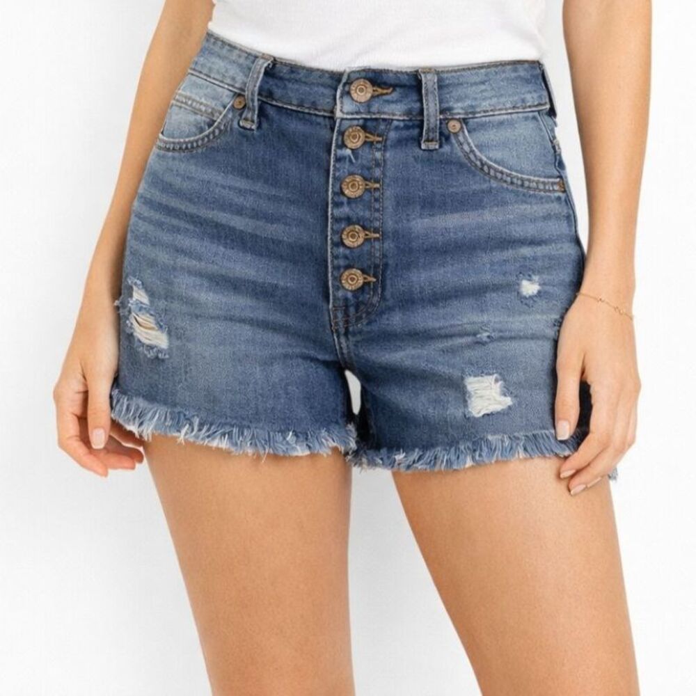 Sincerely Jules Button Front Raw Hem Shorts 27